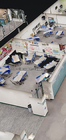 3D classroom model on platform